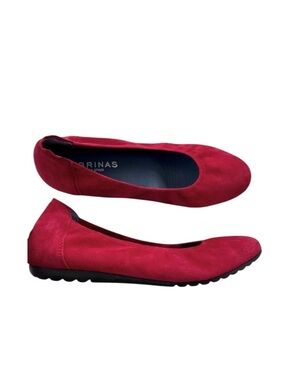 Sabrinas Suede Comfort Ballet Flat Shoe Red Size 39 or 8/8.5